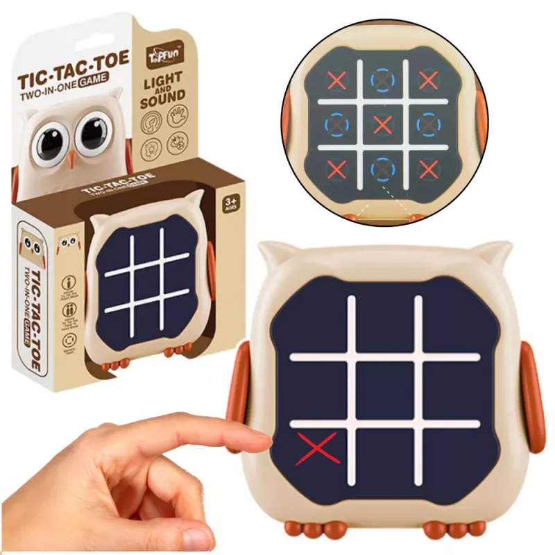 LEAN TOYS Jogo eletrónico 3em1 jogo do galo memória coruja bege