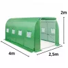 LEAN Estufa túnel de plástico para hortícolas, janelas, verde, UV, 4x2,5x2 m, 10 m²