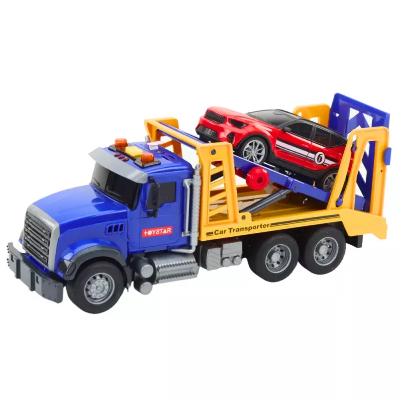 LEAN TOYS Conjunto de transporte de automóveis com luz e som, 4 carros de brinquedo