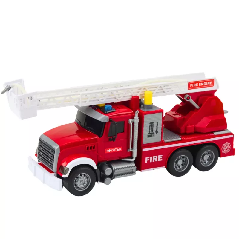 LEAN TOYS Camião de bombeiros com lança de água luzes sons vermelho 1:14