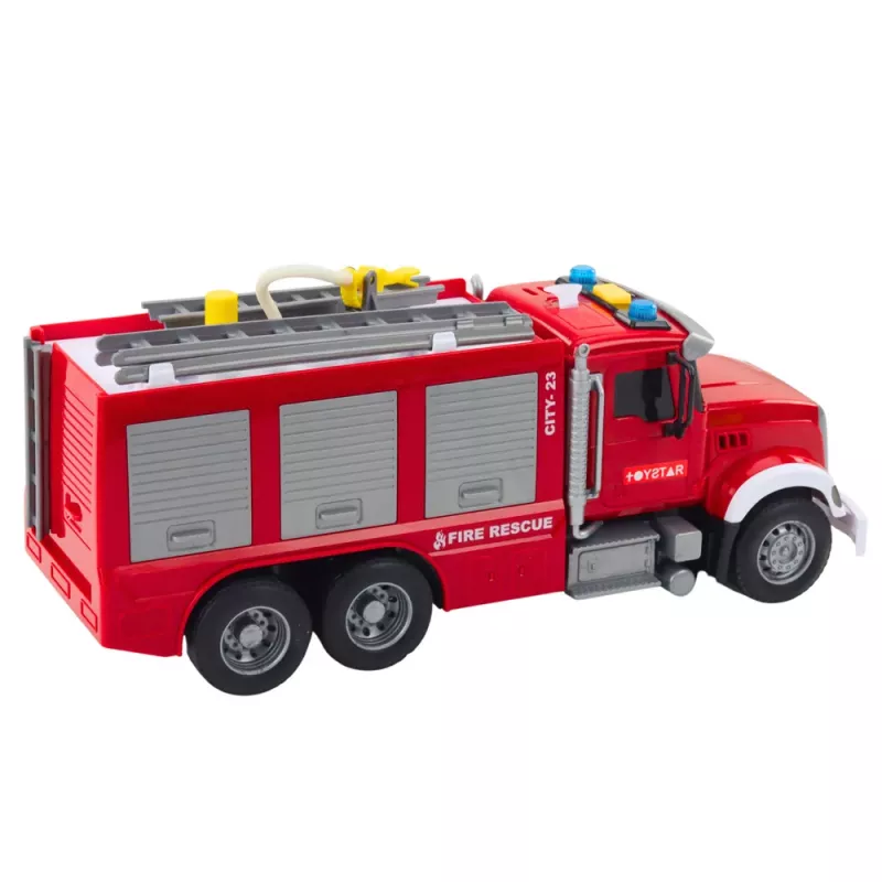 LEAN TOYS Carro de bombeiros água luzes sons vermelho 1:14
