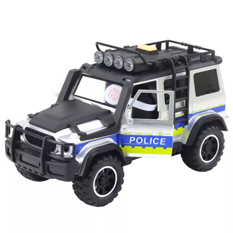 LEAN TOYS Todo-o-terreno da polícia com atrelado para cavalos, luz e som