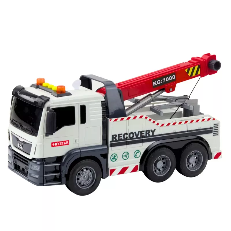 LEAN TOYS Camião de construção com grua ajustável, luzes e sons branco