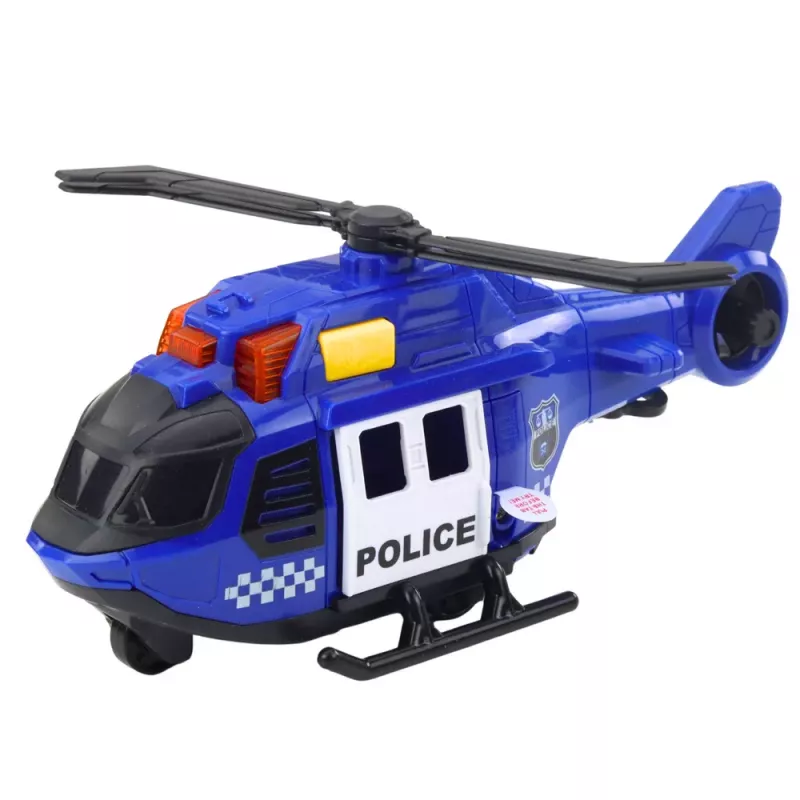 LEAN TOYS Helicóptero da polícia com grua, luzes e sons azul