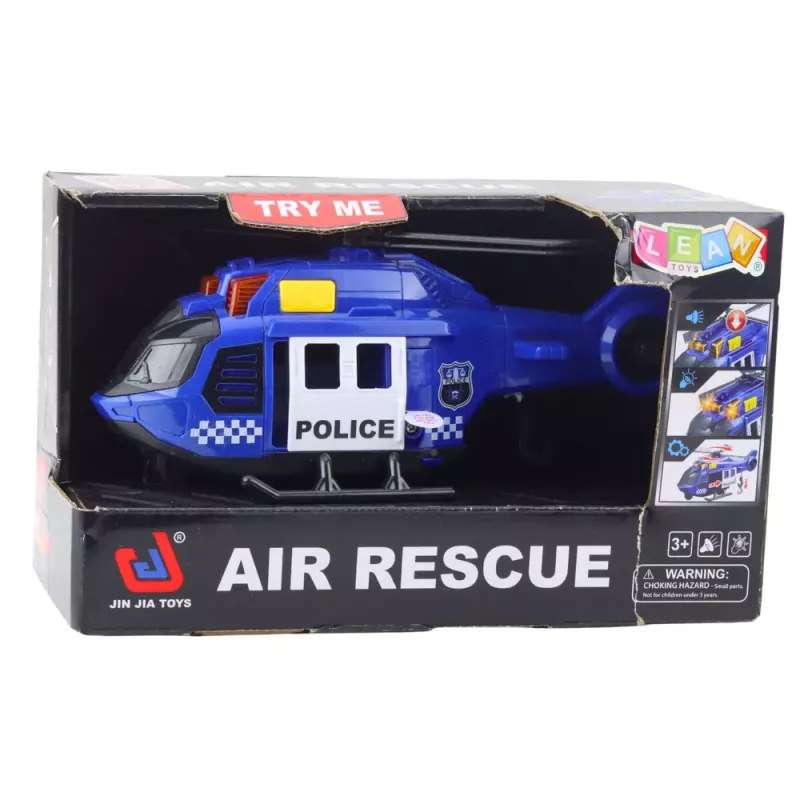 LEAN TOYS Helicóptero da polícia com grua, luzes e sons azul