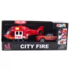 LEAN TOYS Conjunto de brincar de salvamento dos bombeiros: helicóptero, carro de bombeiros, quartel de bombeiros com luz e som