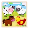 LEAN TOYS Quadro puzzle 2em1 de madeira educativo animais de estimação marcador