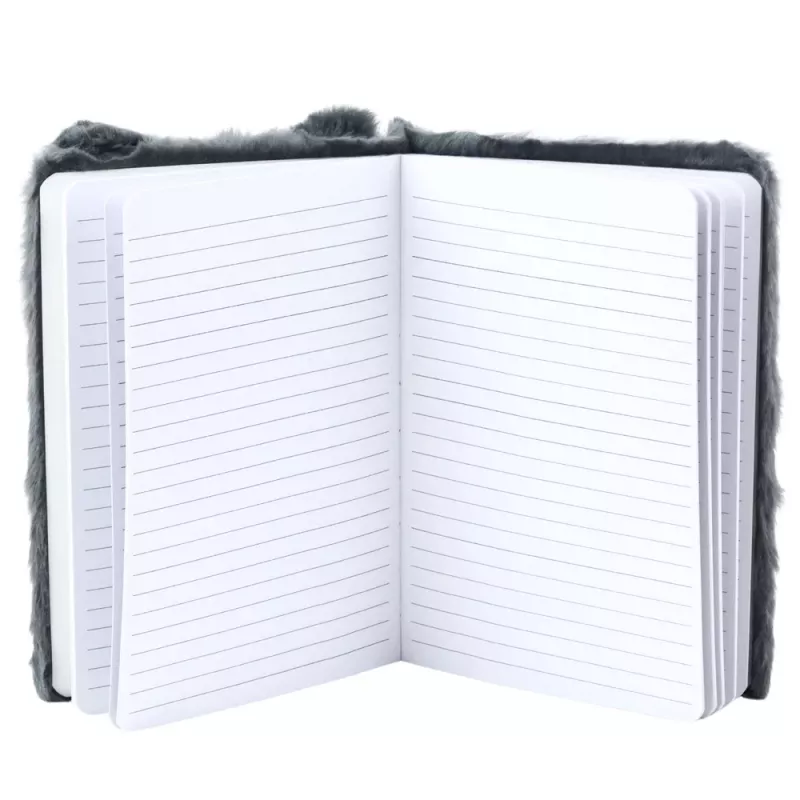 LEAN Caderno de Peluche com Linhas Raposa Cinzento A5 80 Folhas