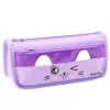 LEAN Estojo Escolar Dois Bolsos Motivo Gato Roxo 22 cm