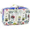 LEAN Estojo Escolar Organizador Espaçoso Bolso Adicional Corujas Branco 21,5 cm