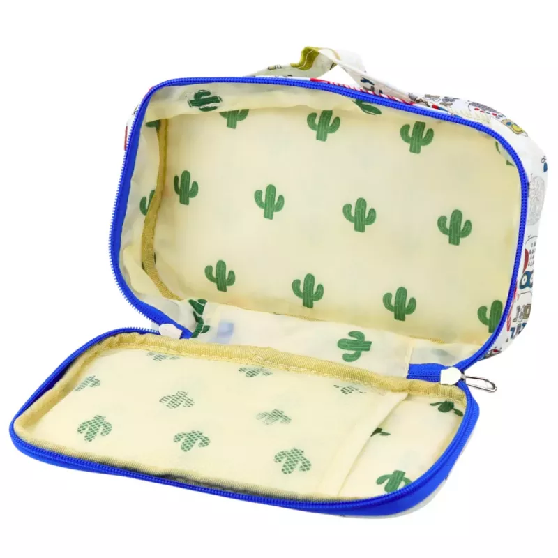 LEAN Estojo Escolar Organizador Espaçoso Bolso Adicional Corujas Branco 21,5 cm