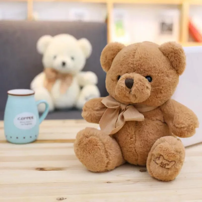 LEAN TOYS Peluche Mascote Peluche Urso Grande com Laço Castanho 40 cm