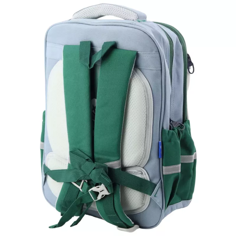 LEAN Mochila escolar com patches de dinossauro com estojo Cinzento 16L