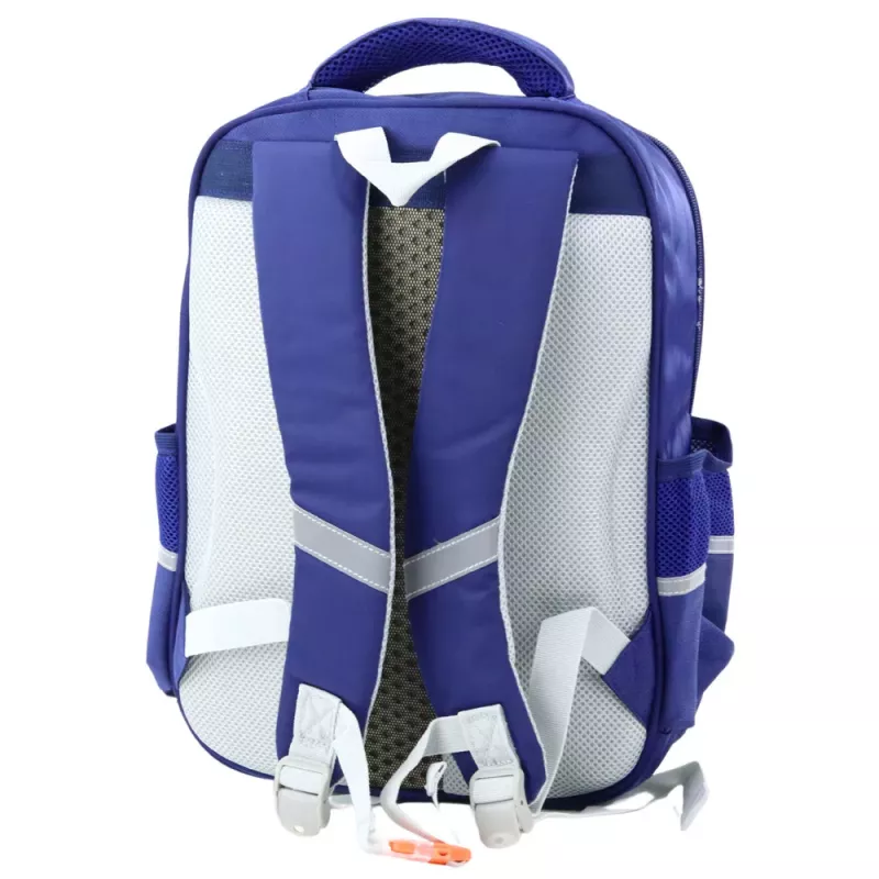 LEAN Mochila Escolar com Aplicações Dinossauros e Correia Peitoral Azul-marinho 39x27x15 cm