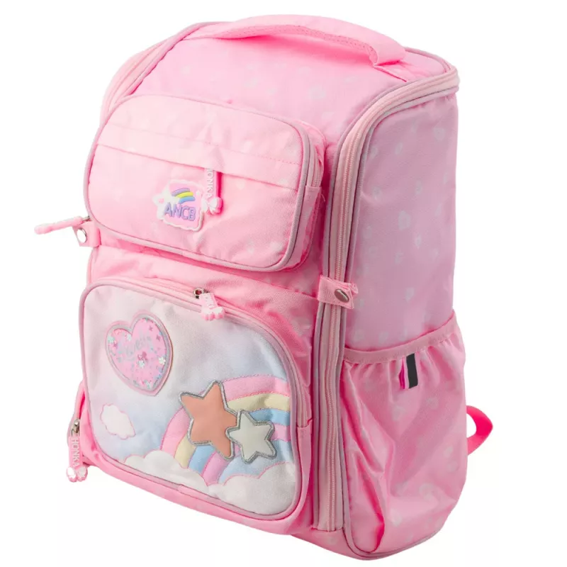 Mochila Escolar LEAN Unicórnio com Alça de Peito Rosa 20L