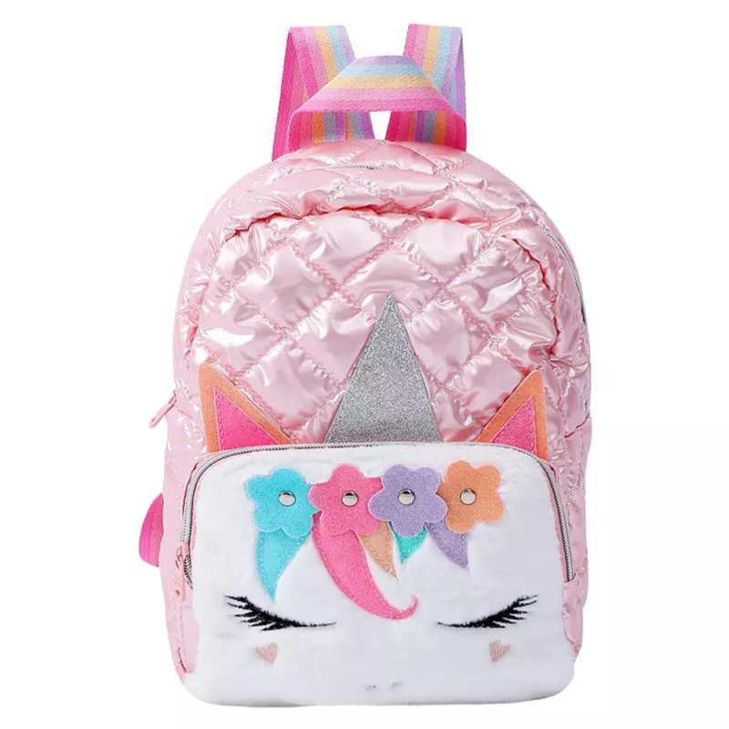 Mochila Escolar Infantil Acolchoada LEAN Unicórnio Amarela 32 cm
