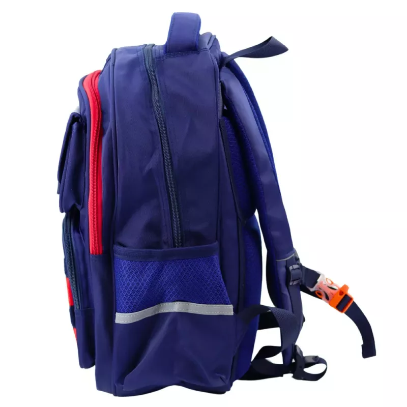 Mochila Escolar Infantil LEAN com Alça de Peito, Azul-marinho Vermelho Space, 20L, 38cm