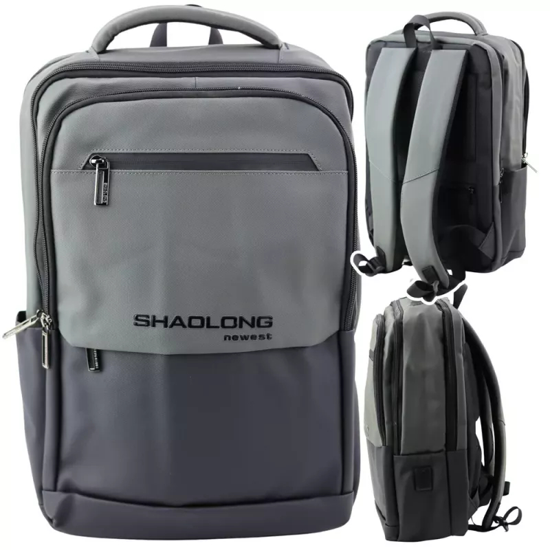 Mochila LEAN City Business USB Bolso para Portátil Preta Cinzenta 16L 41cm