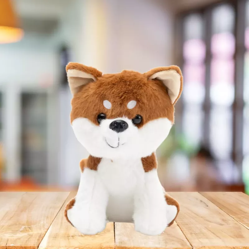 LEAN TOYS Peluche Mascote Boneco de Peluche Cãozinho Shiba Inu Branco Castanho 20 cm