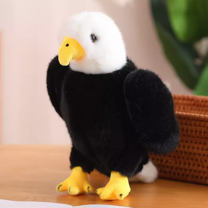 LEAN TOYS Águia de Peluche Pássaro Peluche Mascote Boneco de Peluche Preto e Branco 25cm