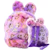Mochila de Peluche LEAN Orelhas Estrelas Douradas Criança Roxa Rosa