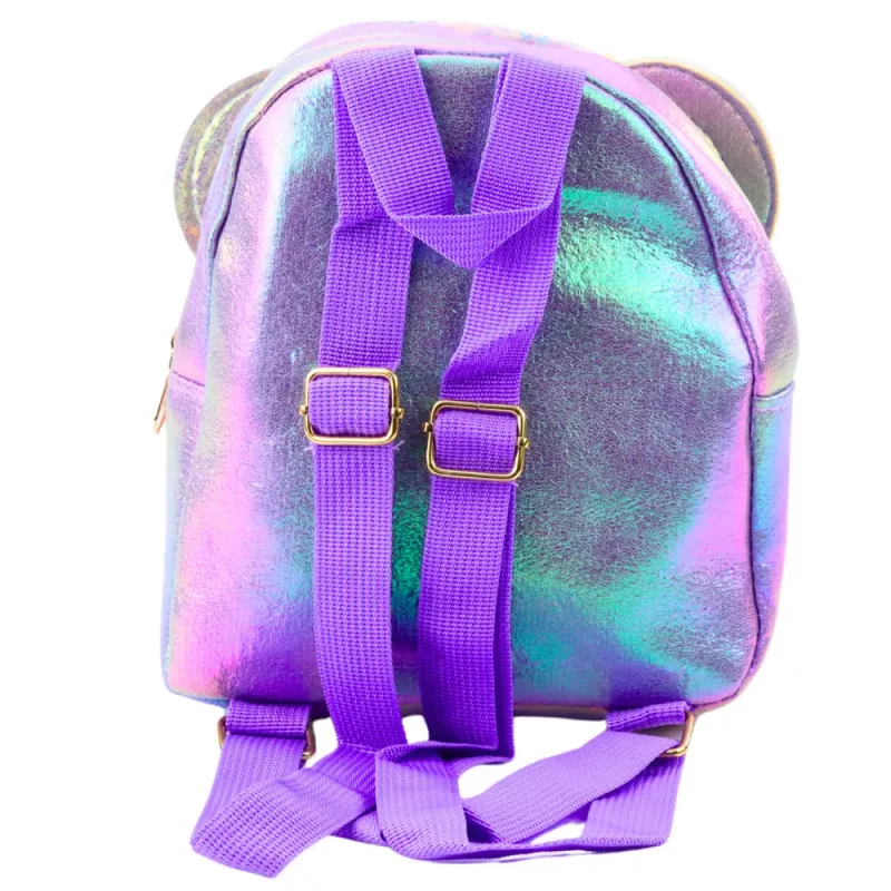 Mochila de criança LEAN com lantejoulas e orelhas de rato roxa 22cm 3L
