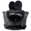 Mochila de criança LEAN com orelhas de peluche, alça ajustável, preto, 22 cm, 4 L