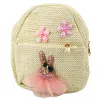 Mochila de criança LEAN com coelho bordado de vestido e flores 2,5L 20cm