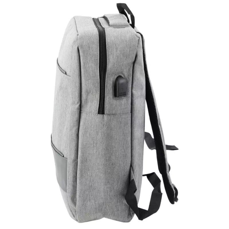 Mochila de cidade para negócios LEAN USB com compartimento central cinzenta 14L 40cm
