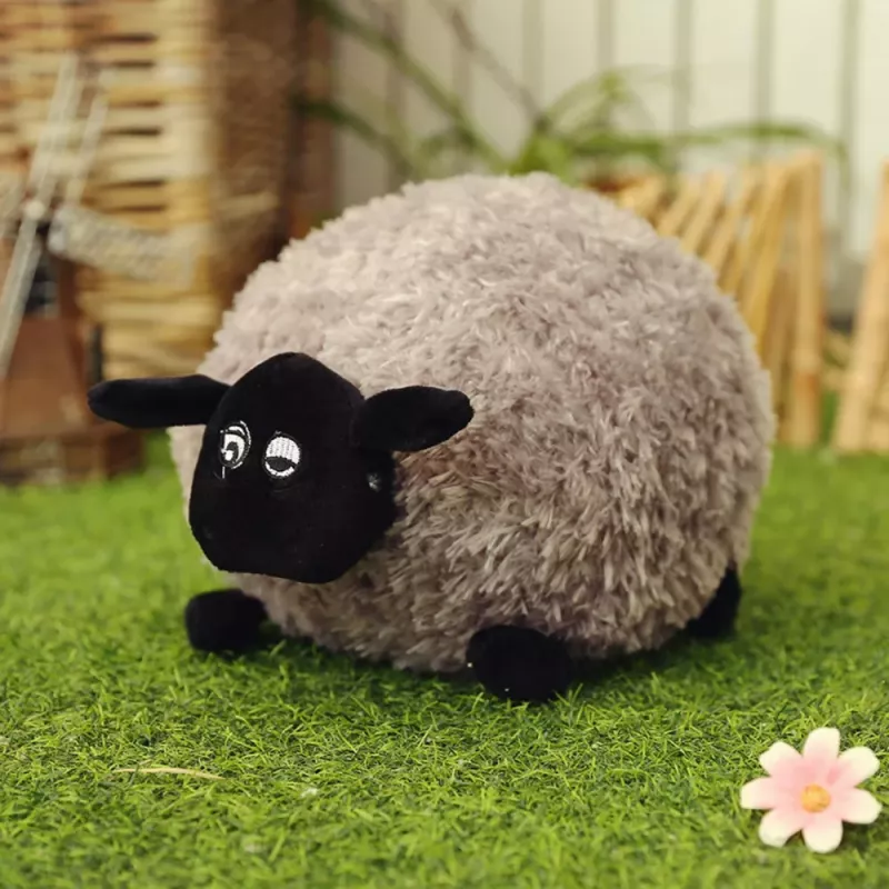 LEAN TOYS Peluche mascote, peluche ovelha com lã encaracolada, castanho-claro, 20 cm
