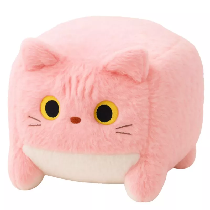 LEAN TOYS Peluche mascote, peluche cubo de gato, rosa, 18 cm