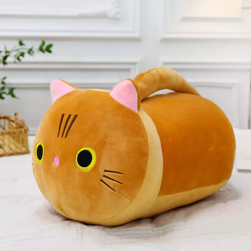 LEAN TOYS Peluche mascote, peluche gato com cauda comprida, gengibre, 40 cm