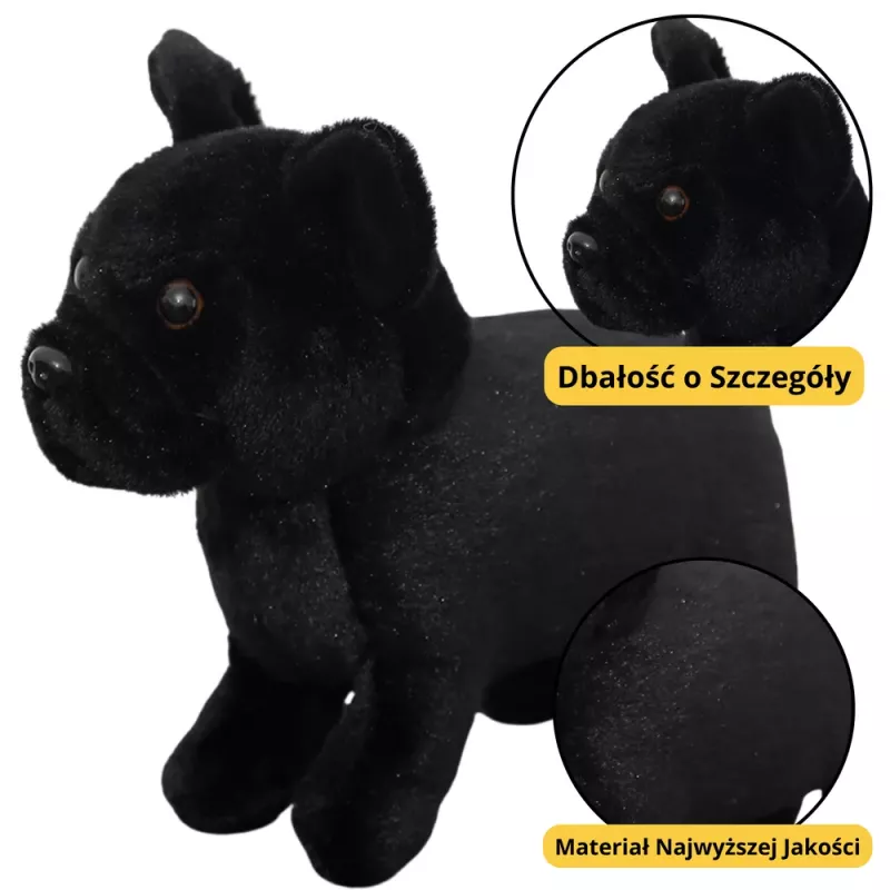 LEAN TOYS Peluche mascote, peluche cão pequeno, preto, 19 cm