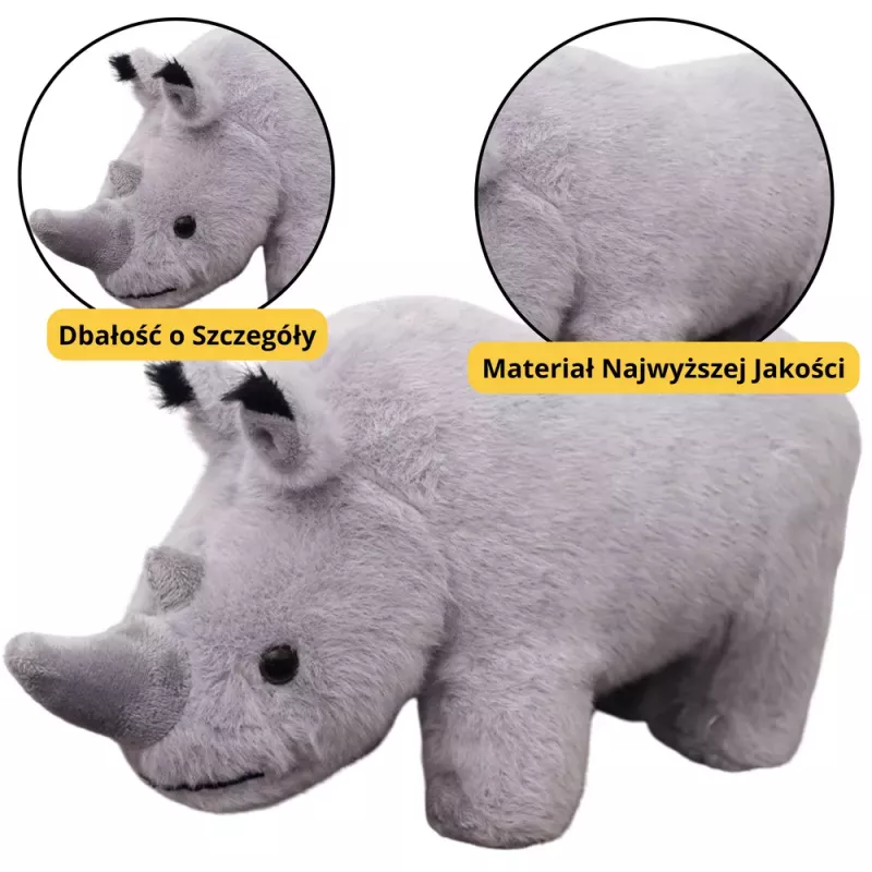 LEAN TOYS Peluche Mascote Rinoceronte Peluche de Aconchego Cinzento 30 cm