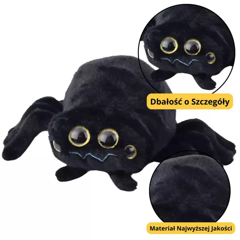 LEAN TOYS Peluche Mascote Peluche de Aconchego Inseto Aranha Preto 30 cm