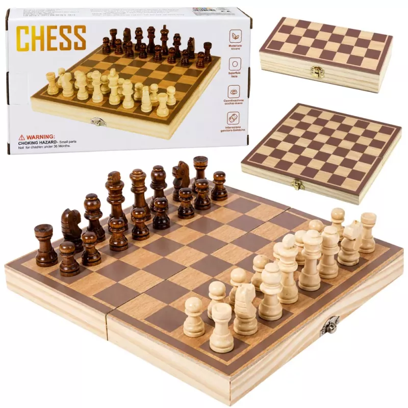LEAN TOYS Jogo de Lógica Clássico Xadrez de Madeira Pasta Dobrável Tabuleiro