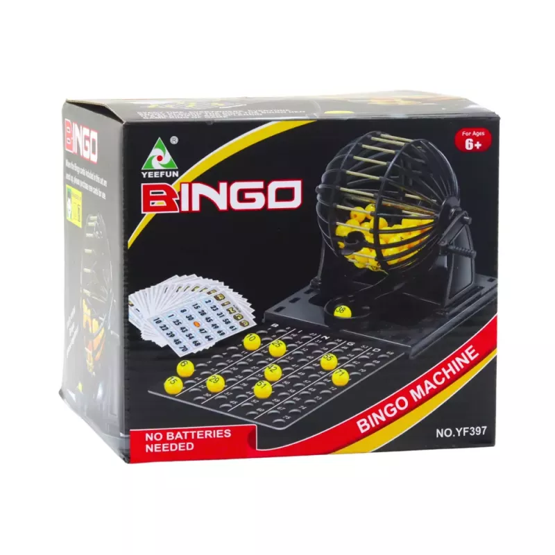 LEAN TOYS Jogo de Bingo em Família Clássico 80 Bolas 20 Cartões Máquina de Sorteio