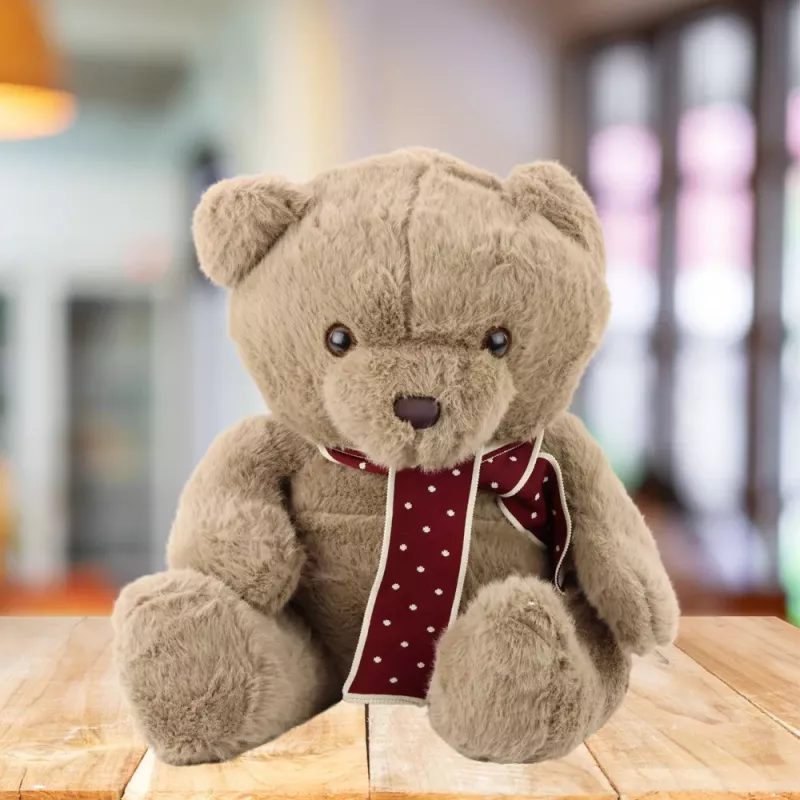 LEAN TOYS Peluche Mascote Peluche de Aconchego Urso de Peluche Grande Com Cachecol Castanho-Claro 45cm