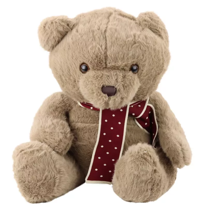 LEAN TOYS Peluche Mascote Peluche de Aconchego Urso de Peluche Grande Com Cachecol Castanho-Claro 45cm