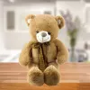 LEAN TOYS Peluche Mascote Peluche de Aconchego Urso de Peluche com Laço Castanho às Riscas 60 cm