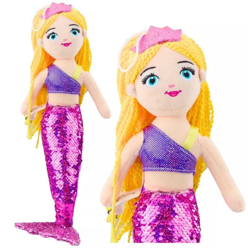 LEAN TOYS Peluche Sereia Peluche de Aconchego com Cauda Brilhante Roxo 48 cm