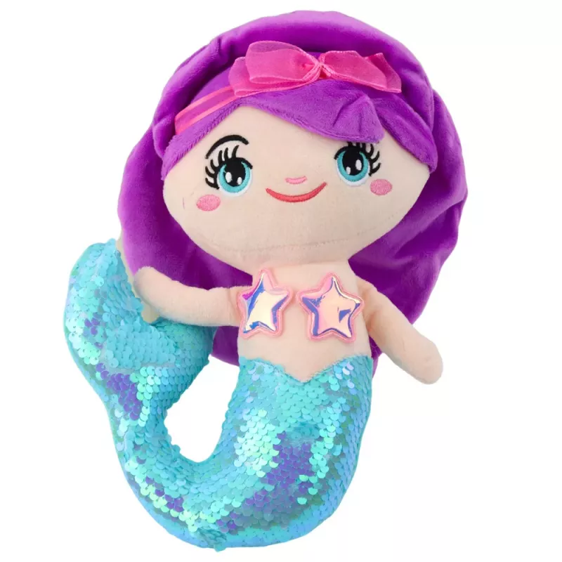 LEAN TOYS Peluche Sereia Peluche de Aconchego com Cauda Brilhante Turquesa 28cm