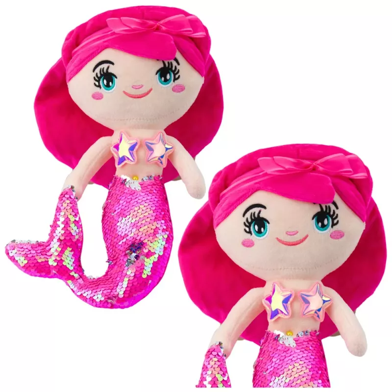 LEAN TOYS Peluche Sereia Peluche de Aconchego com Cauda de Lantejoulas Rosa 30 cm