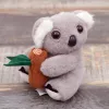 LEAN TOYS Porta-Chaves Peluche Coala com Ramo, cinzento, mosquetão, dourado, 12 cm