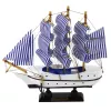 LEAN TOYS Peça de Coleção Barco à Vela Decorativo Branco e Azul 18x17cm