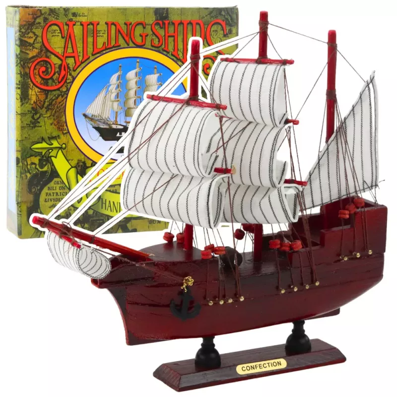 LEAN TOYS Modelo Decorativo de Coleção Barco à Vela Vermelho 24x23cm