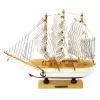 LEAN TOYS Peça de Coleção Barco à Vela Decorativo de Três Mastros Branco 24x23cm