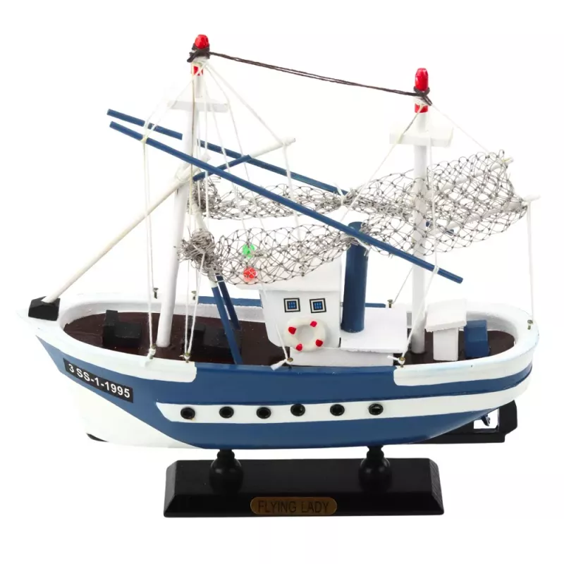 LEAN TOYS Modelo de Coleção Barco de Pesca Flying Lady Azul 24x23cm