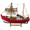 LEAN TOYS Modelo Decorativo de Coleção Barco de Pesca Vermelho 30x26cm