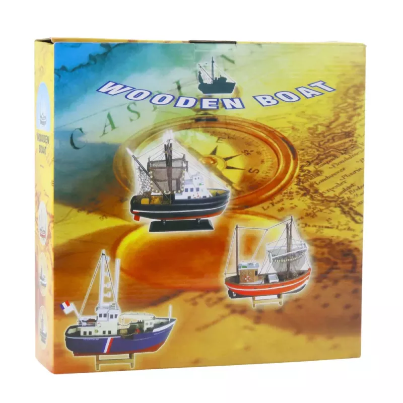 LEAN TOYS Modelo Decorativo de Coleção Barco de Pesca Barco Azul 30x26cm